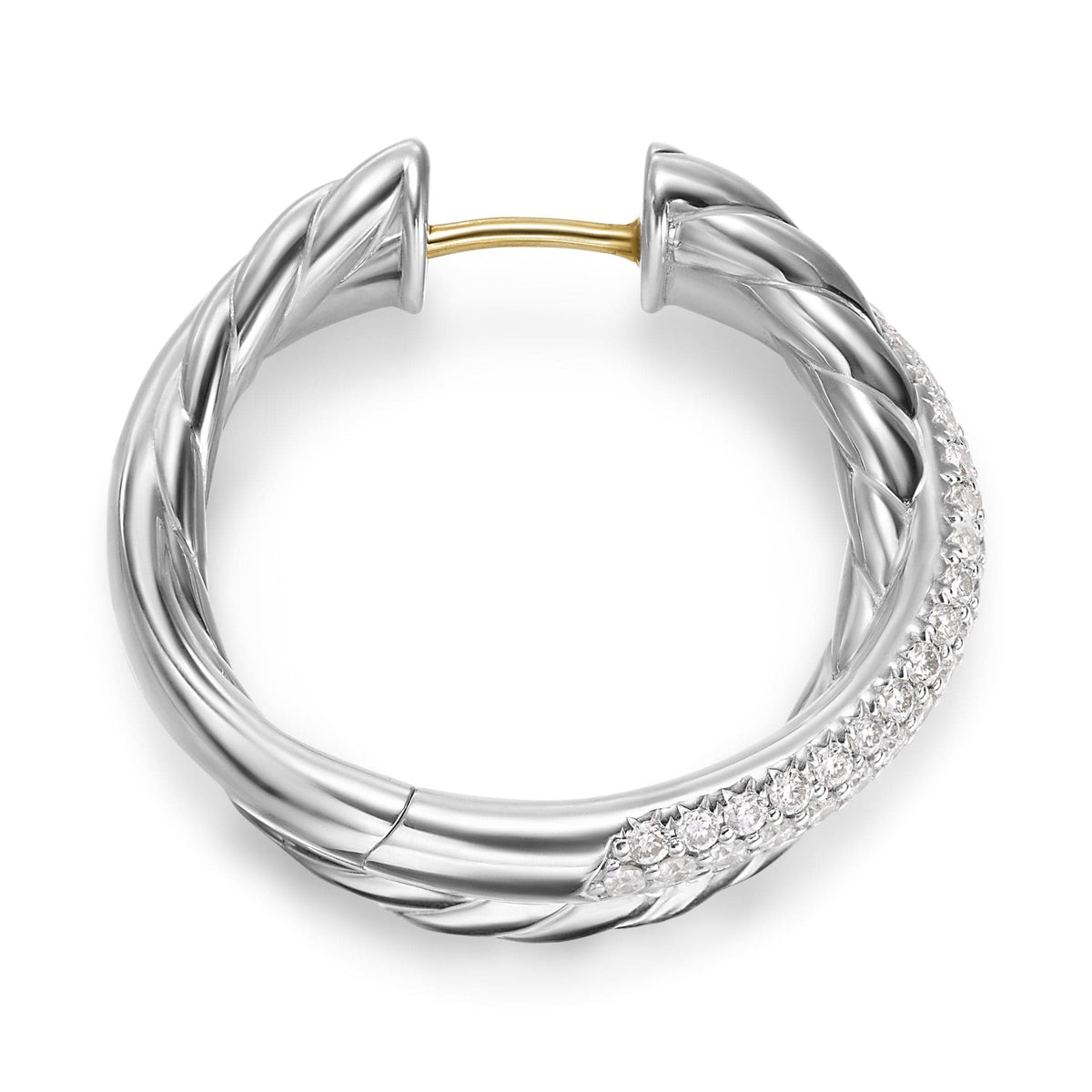 Sculpted Cable Hoop Earrings Sterling Silver, 38mm