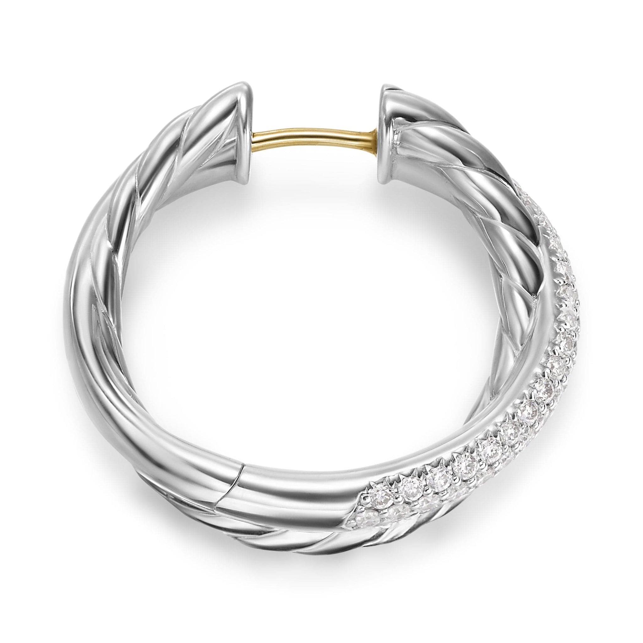 Sculpted Cable Hoop Earrings Sterling Silver, 38mm