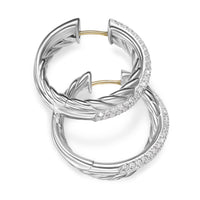 Sculpted Cable Hoop Earrings Sterling Silver, 38mm