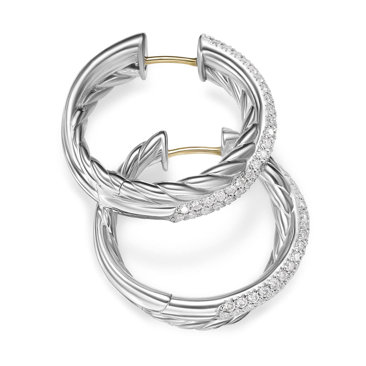 Sculpted Cable Hoop Earrings Sterling Silver, 38mm