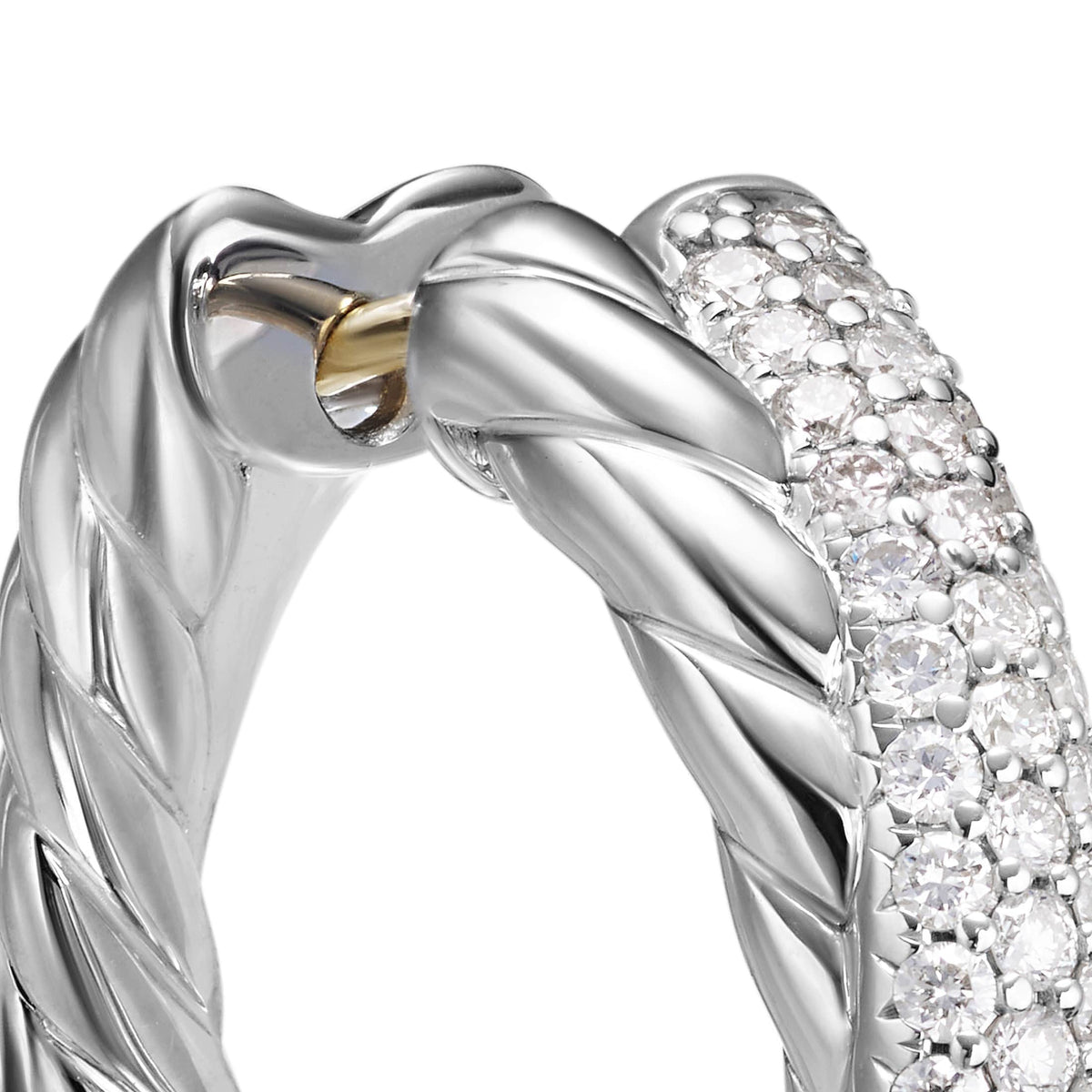 Sculpted Cable Hoop Earrings Sterling Silver, 38mm