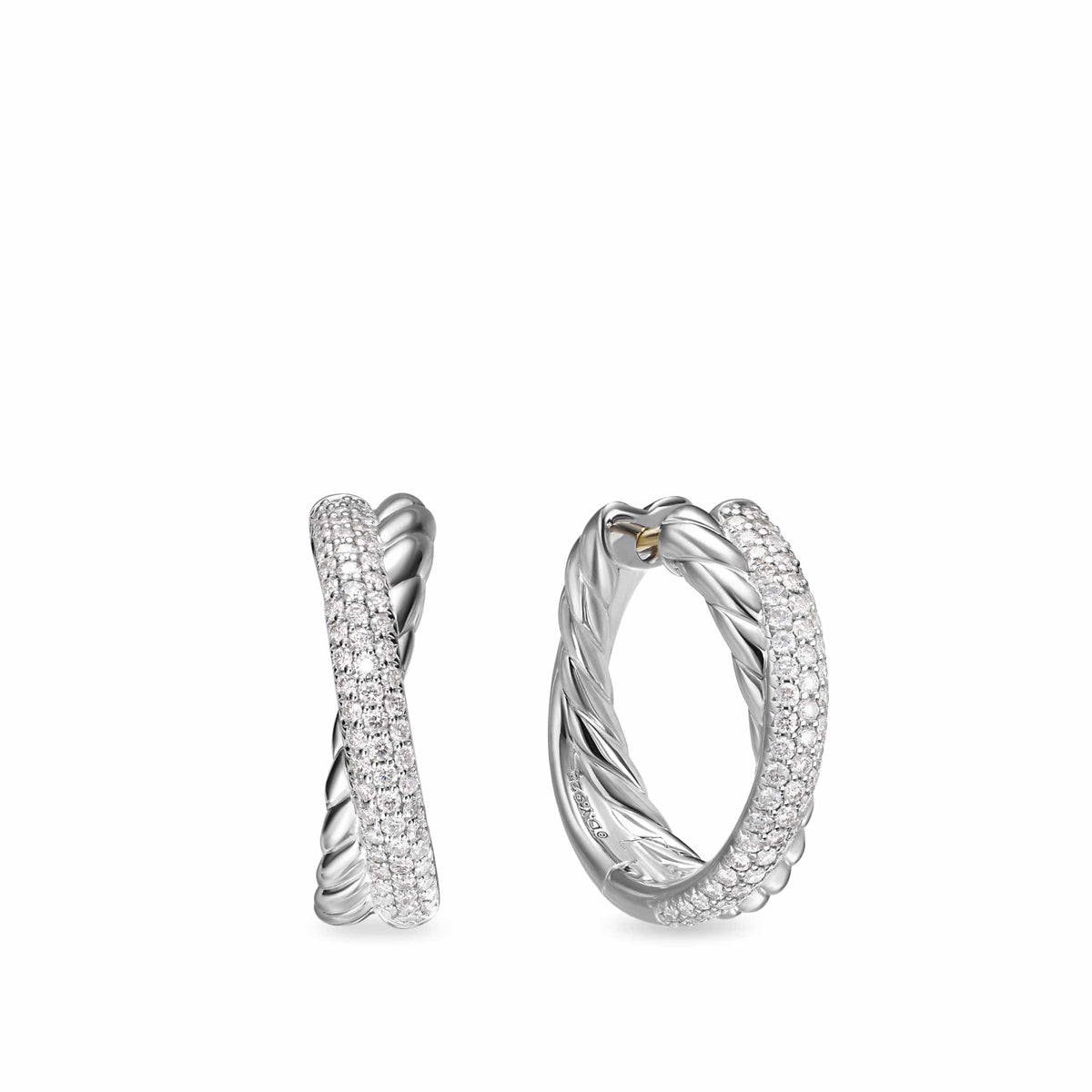 Sculpted Cable Hoop Earrings Sterling Silver, 38mm