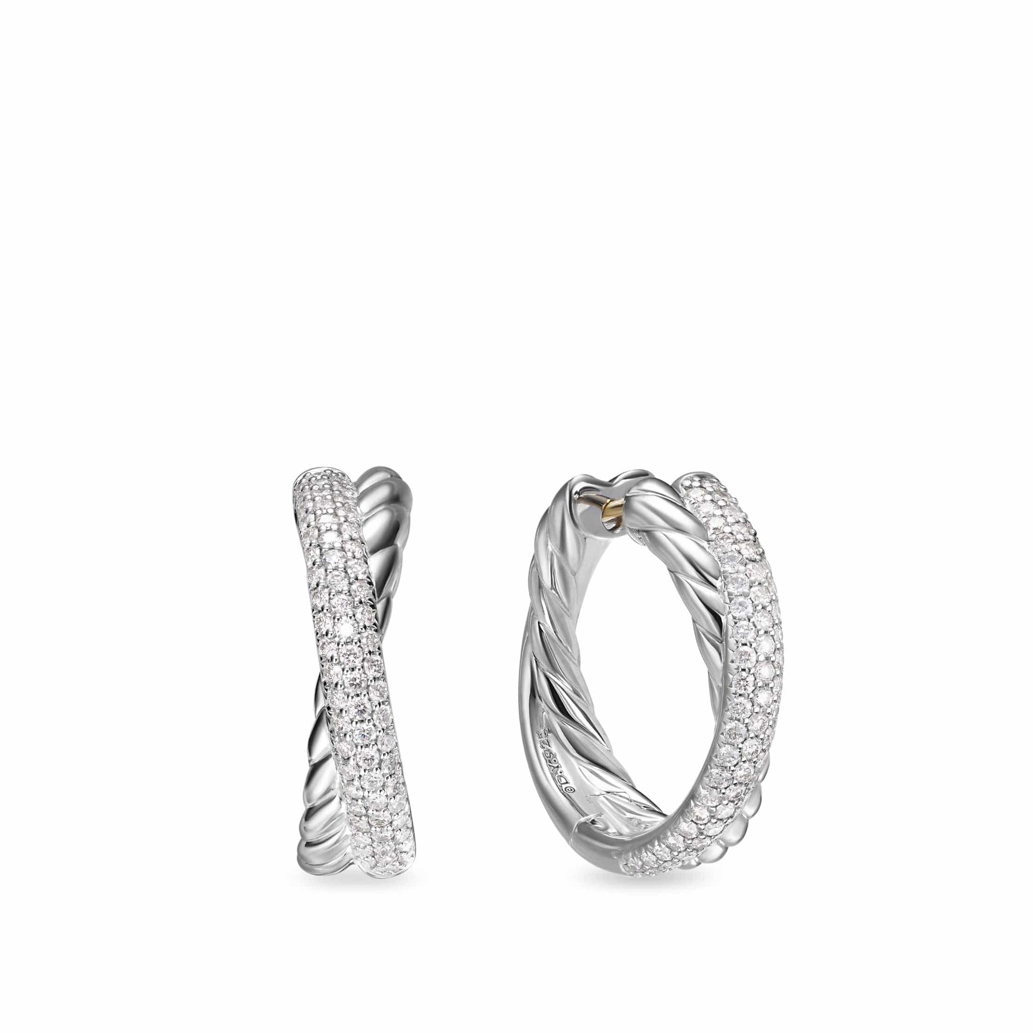 Sculpted Cable Hoop Earrings Sterling Silver, 38mm