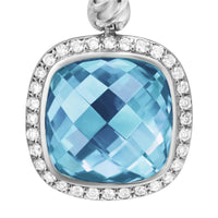Albion® Drop Earrings Sterling Silver with Blue Topaz and Diamonds, 10mm