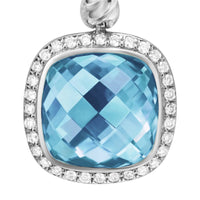 Albion® Drop Earrings Sterling Silver with Blue Topaz and Diamonds, 10mm