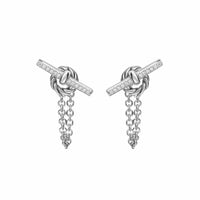 DY Mercer® Petite Toggle Chain Stud Earrings Sterling Silver with Diamonds, 38.2mm