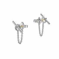 DY Mercer® Petite Toggle Chain Stud Earrings Sterling Silver with Diamonds, 38.2mm