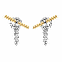 DY Mercer® Bold Toggle Chain Stud Earrings Sterling Silver with 18K Yellow Gold, 50.4mm