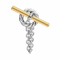 DY Mercer® Bold Toggle Chain Stud Earrings Sterling Silver with 18K Yellow Gold, 50.4mm