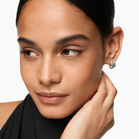 DY Mercer® Double Hoop Huggie Earrings Sterling Silver, 13.5mm