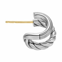 DY Mercer® Double Hoop Huggie Earrings Sterling Silver, 13.5mm
