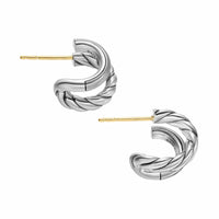 DY Mercer® Double Hoop Huggie Earrings Sterling Silver, 13.5mm