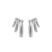 DY Mercer® Three Row Hoop Earrings Sterling Silver, 21mm