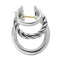 DY Mercer® Three Row Hoop Earrings Sterling Silver, 21mm