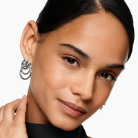 DY Mercer® Triple Ring Drop Earrings Sterling Silver with Diamonds, 35.6mm