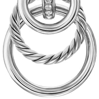 DY Mercer® Triple Ring Drop Earrings Sterling Silver with Diamonds, 35.6mm