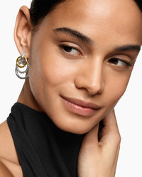 DY Mercer® Triple Ring Drop Earrings Sterling Silver with 18K Yellow Gold, 35.6mm