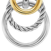 DY Mercer® Triple Ring Drop Earrings Sterling Silver with 18K Yellow Gold, 35.6mm
