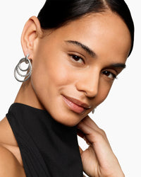 DY Mercer® Bold Triple Ring Drop Earrings Sterling Silver, 48mm