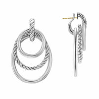 DY Mercer® Bold Triple Ring Drop Earrings Sterling Silver, 48mm