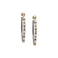 Armenta Sterling Silver 18K Yellow Gold Pearl and Diamond Hoops