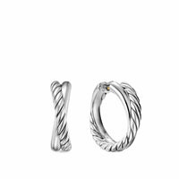 Crossover Hoop Earrings Sterling Silver, 22.3mm