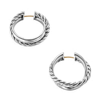 Crossover Hoop Earrings Sterling Silver, 22.3mm