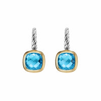 Albion® Drop Earrings Sterling Silver with 18K Yellow Gold and Blue Topaz, 10mm