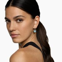 Albion® Drop Earrings Sterling Silver with 18K Yellow Gold and Blue Topaz, 10mm