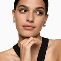Cable Wrap Stud Earrings Sterling Silver with Crystals and Diamonds, 12mm
