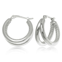 Sterling Silver Small Double Tube Hoop Earrings