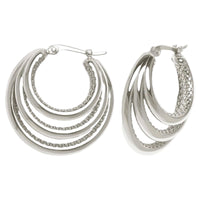 Sterling Silver Graduated Triple Tube Hoop Earrings