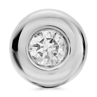 Bezel Set Stud Earrings Sterling Silver with Diamonds, 6.4mm