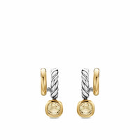 DY Mercer® Color Two Row Drop Earrings Sterling Silver with 18K Yellow Gold and Champagne Citrine, 19.5mm