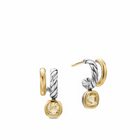 DY Mercer® Color Two Row Drop Earrings Sterling Silver with 18K Yellow Gold and Champagne Citrine, 19.5mm
