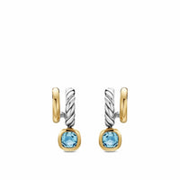 DY Mercer® Color Two Row Drop Earrings Sterling Silver with 18K Yellow Gold and Sky Blue Topaz, 19.5mm