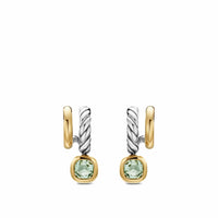 DY Mercer® Color Two Row Drop Earrings Sterling Silver with 18K Yellow Gold and Prasiolite, 19.5mm
