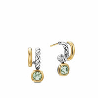 DY Mercer® Color Two Row Drop Earrings Sterling Silver with 18K Yellow Gold and Prasiolite, 19.5mm