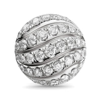 Sculpted Cable Stud Earrings Sterling Silver with Diamonds, 9mm