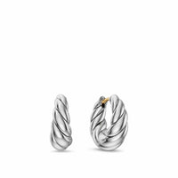 Sculpted Cable Tapered Hoop Earrings Sterling Silver, 15.7mm
