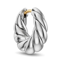 Sculpted Cable Tapered Hoop Earrings Sterling Silver, 15.7mm