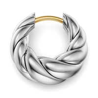 Sculpted Cable Tapered Hoop Earrings Sterling Silver, 15.7mm
