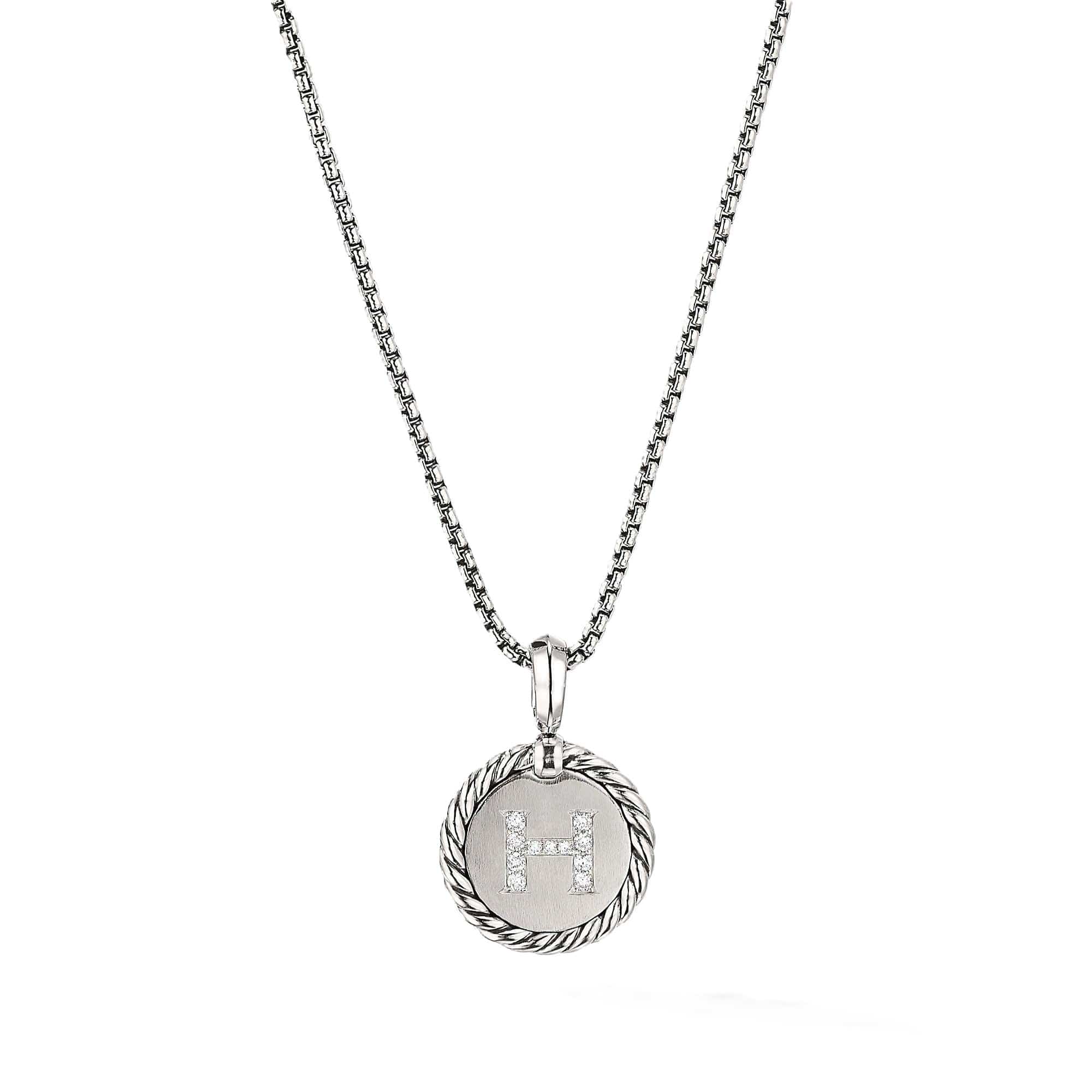 Initial Charm Necklace with Diamonds