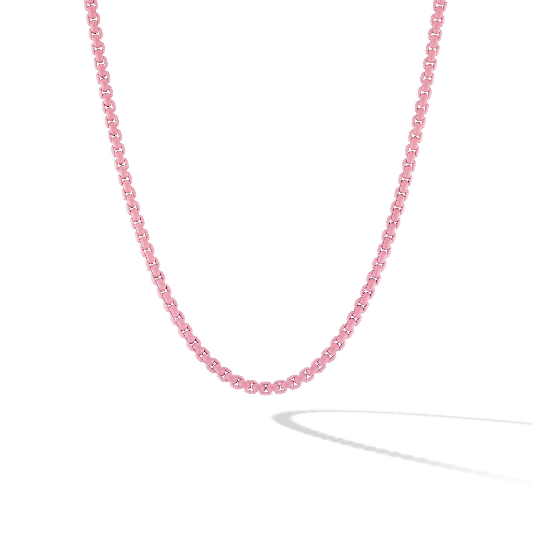 DY Bel Aire Box Chain Necklace in Blush with 14K Yellow Gold Accent