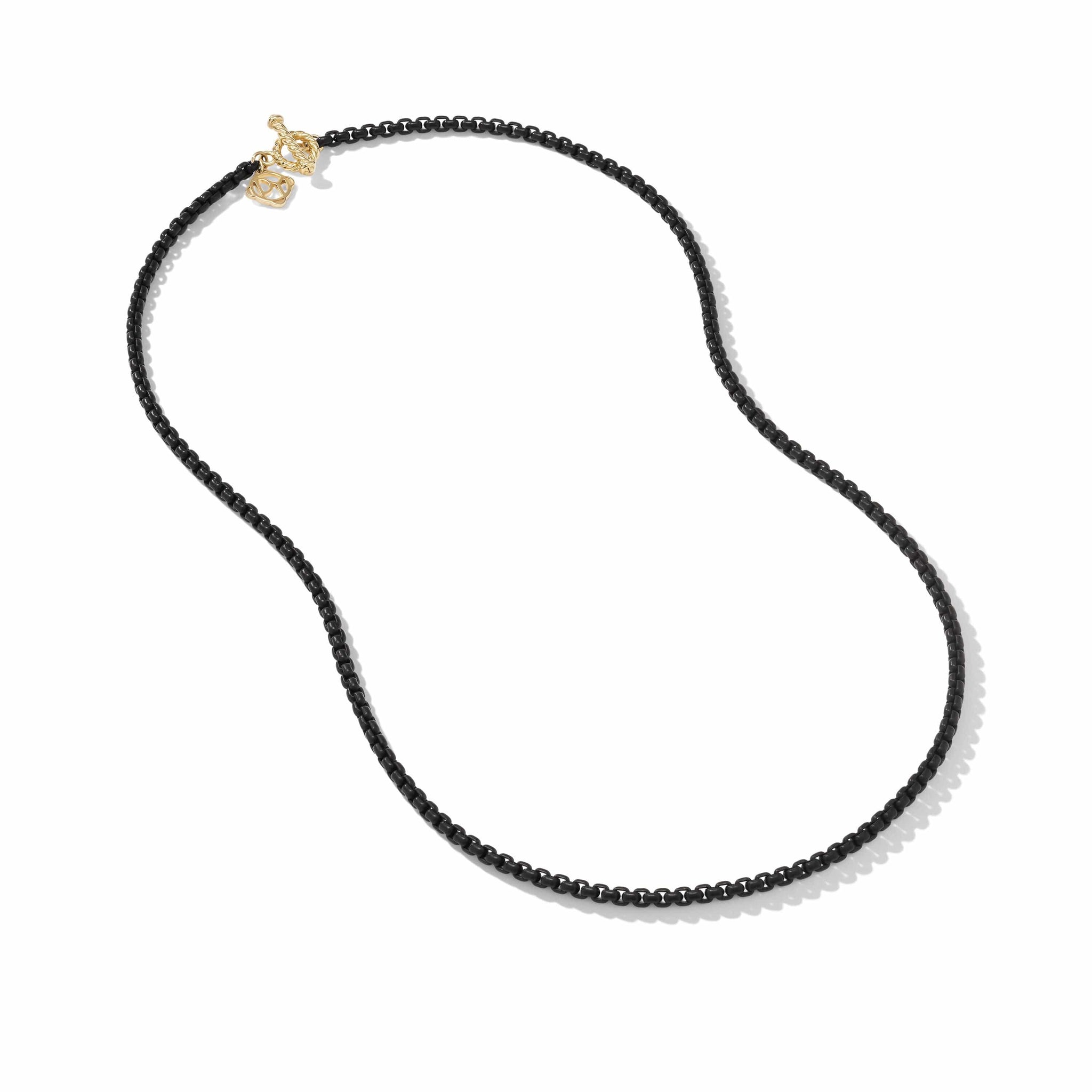 DY Bel Aire Box Chain Necklace in Black with 14K Yellow Gold Accent