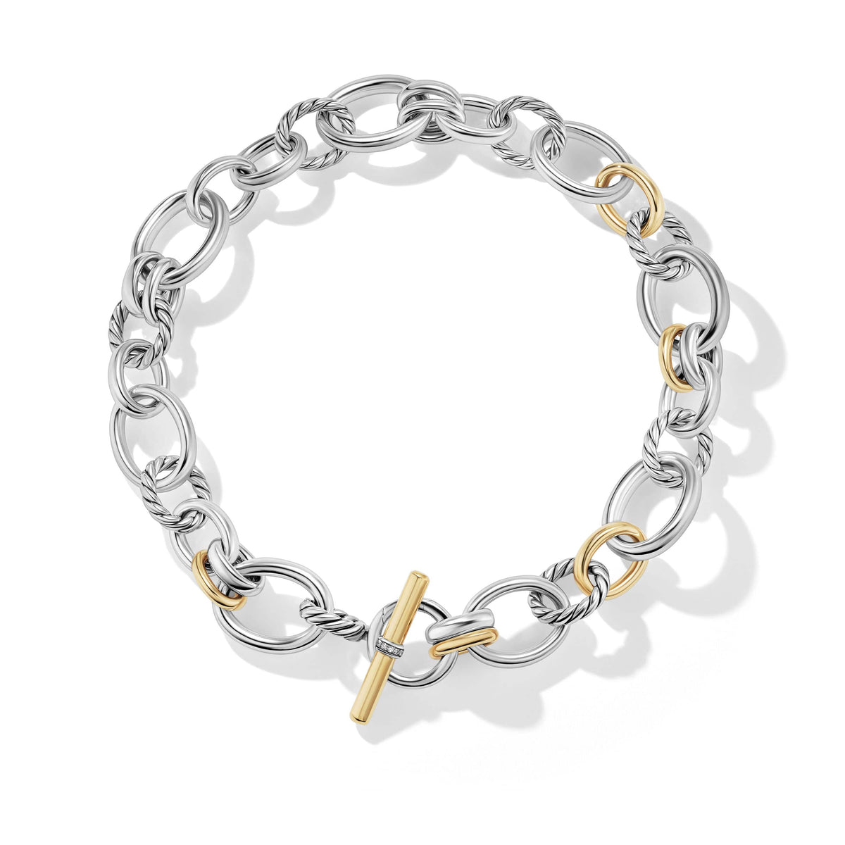 DY Mercer™ Necklace in Sterling Silver with 18K Yellow Gold and Pavé Diamonds