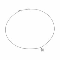 Star of David Pendant Necklace Sterling Silver with Diamonds, 12.3mm