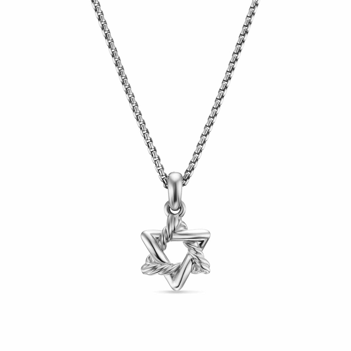 Star of David Pendant Necklace Sterling Silver with Diamonds, 12.3mm