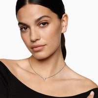 Puffy Heart Pendant Necklace Sterling Silver with Diamonds, 7.8mm