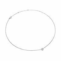 Puffy Heart Pendant Necklace Sterling Silver with Diamonds, 7.8mm